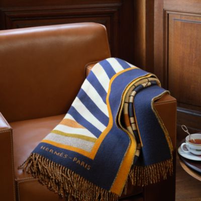 エルメス カシミヤ プレード　ブランケット Biblotjeque 図書館 エルメス カシミヤ プレード ブランケット Biblotjeque 図書館